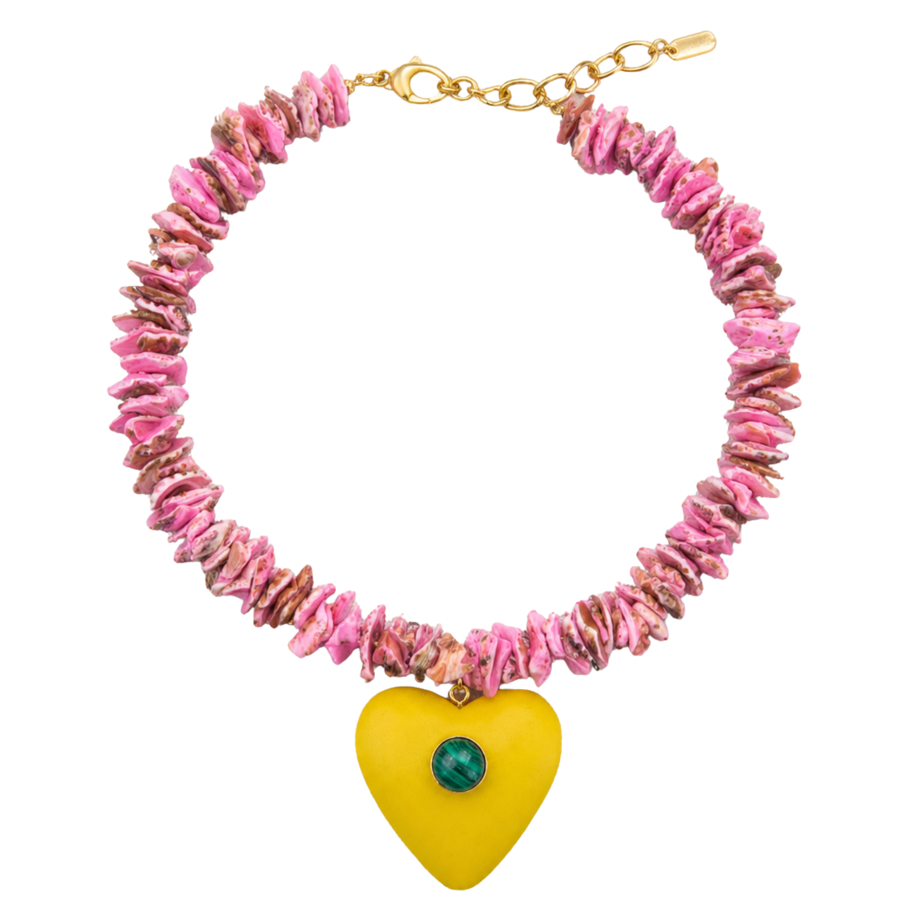 loves jewelry 30cm ストラップ Pink Beaded Yellow Heart Necklace – LOGAN TAY