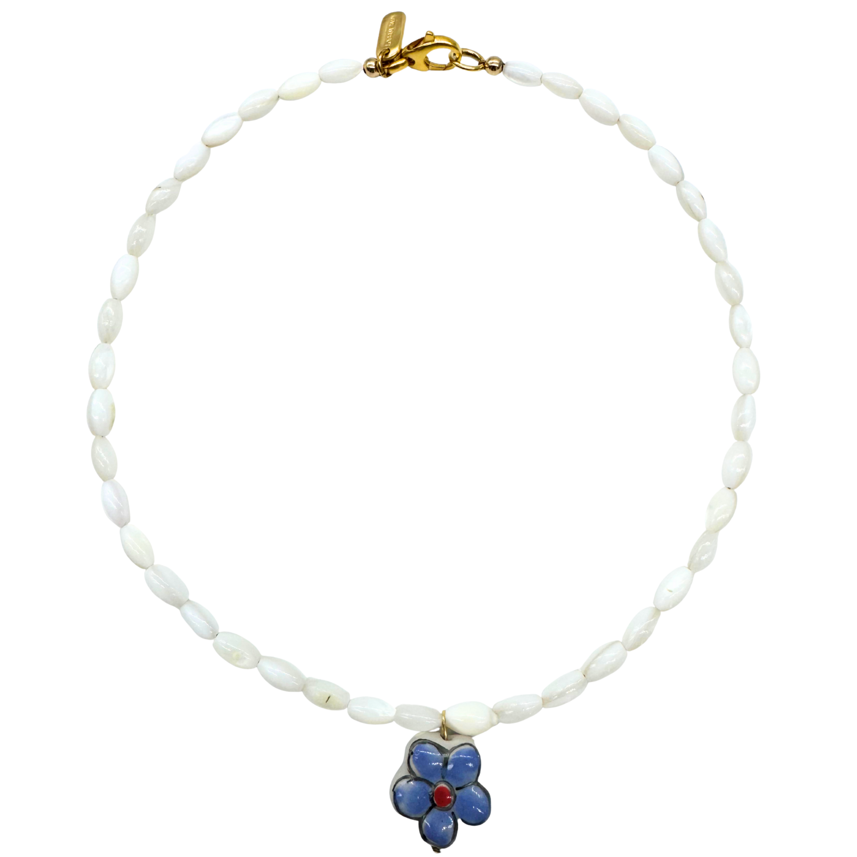 White Beaded Purple Flower Necklace – LOGAN TAY