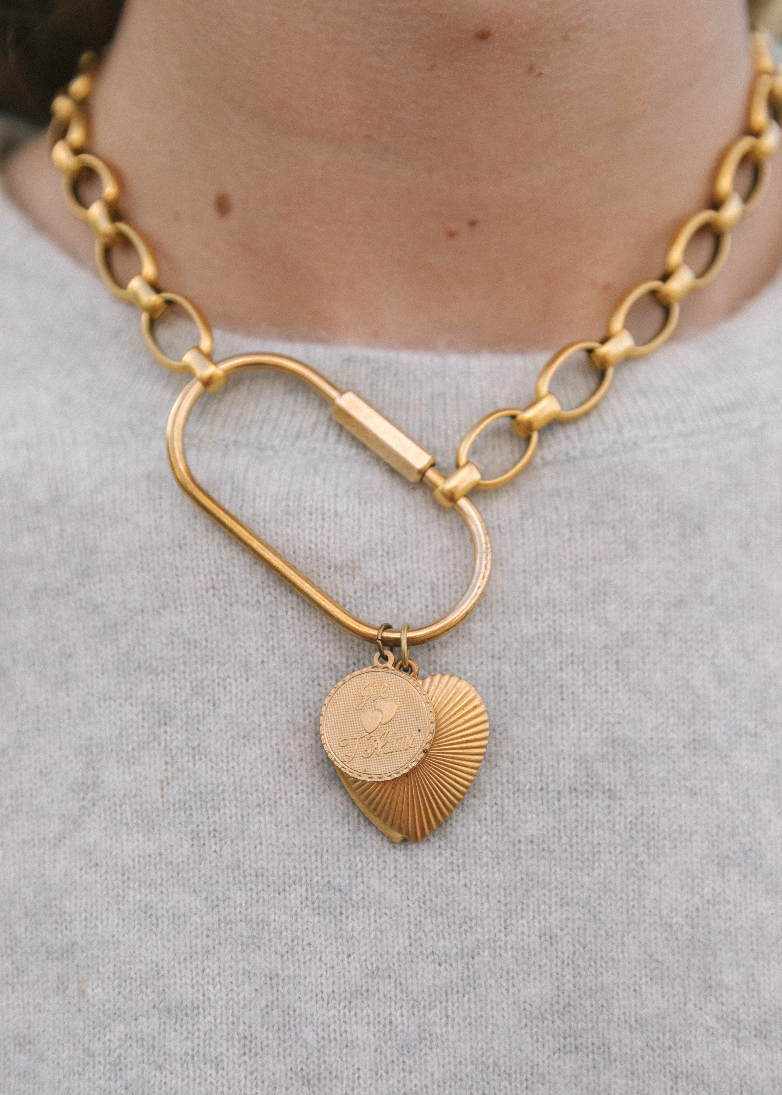 Gold Carabiner Lock Necklace