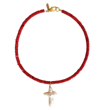 Red Pearl Cross Necklace