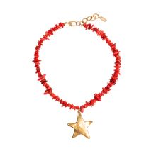  Red Beaded Star Necklace