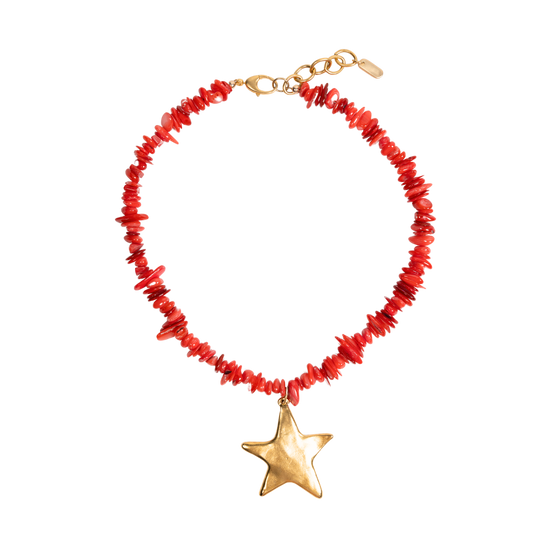 Red Beaded Star Necklace