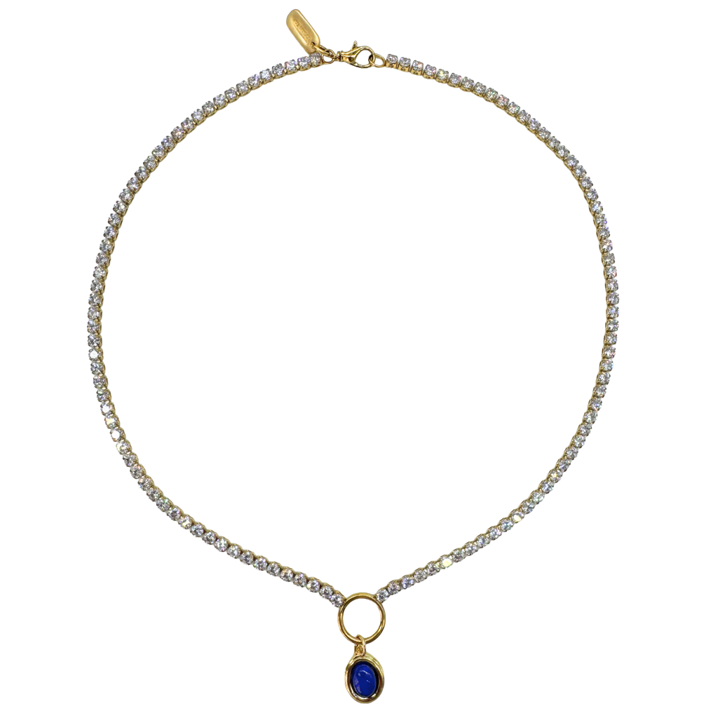 Blue Gemstone Tennis Necklace