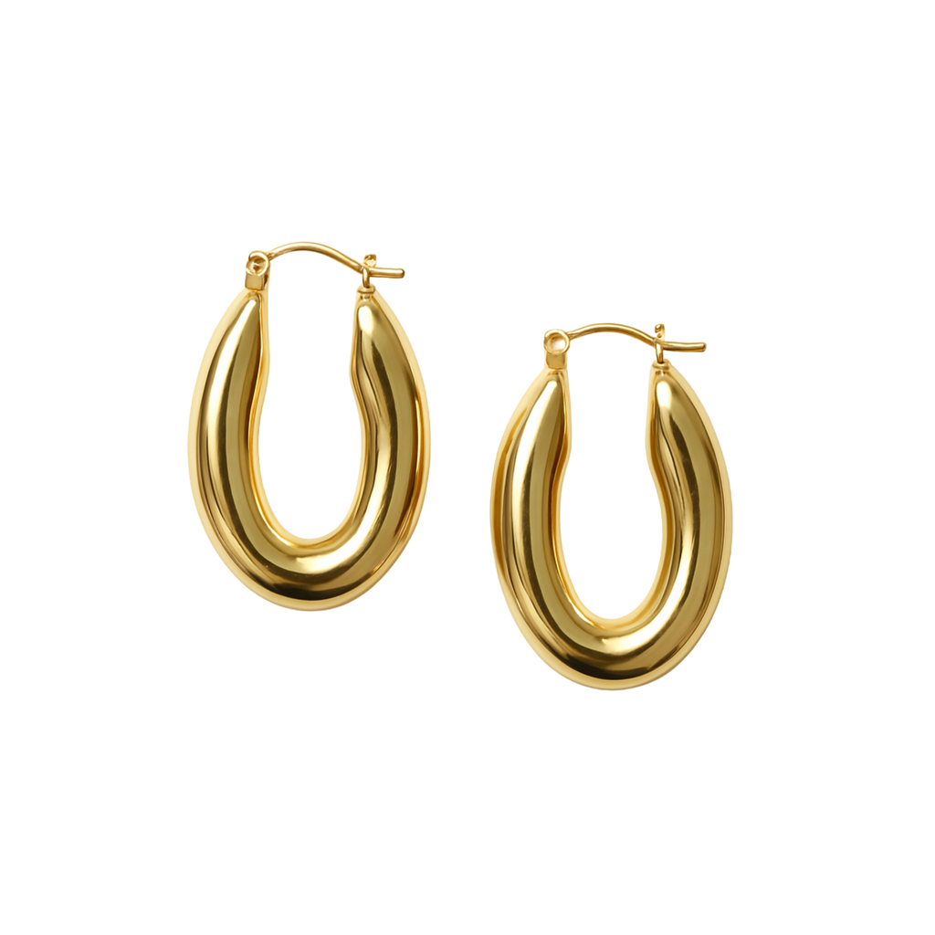 Gold Oval Hoop Earrings