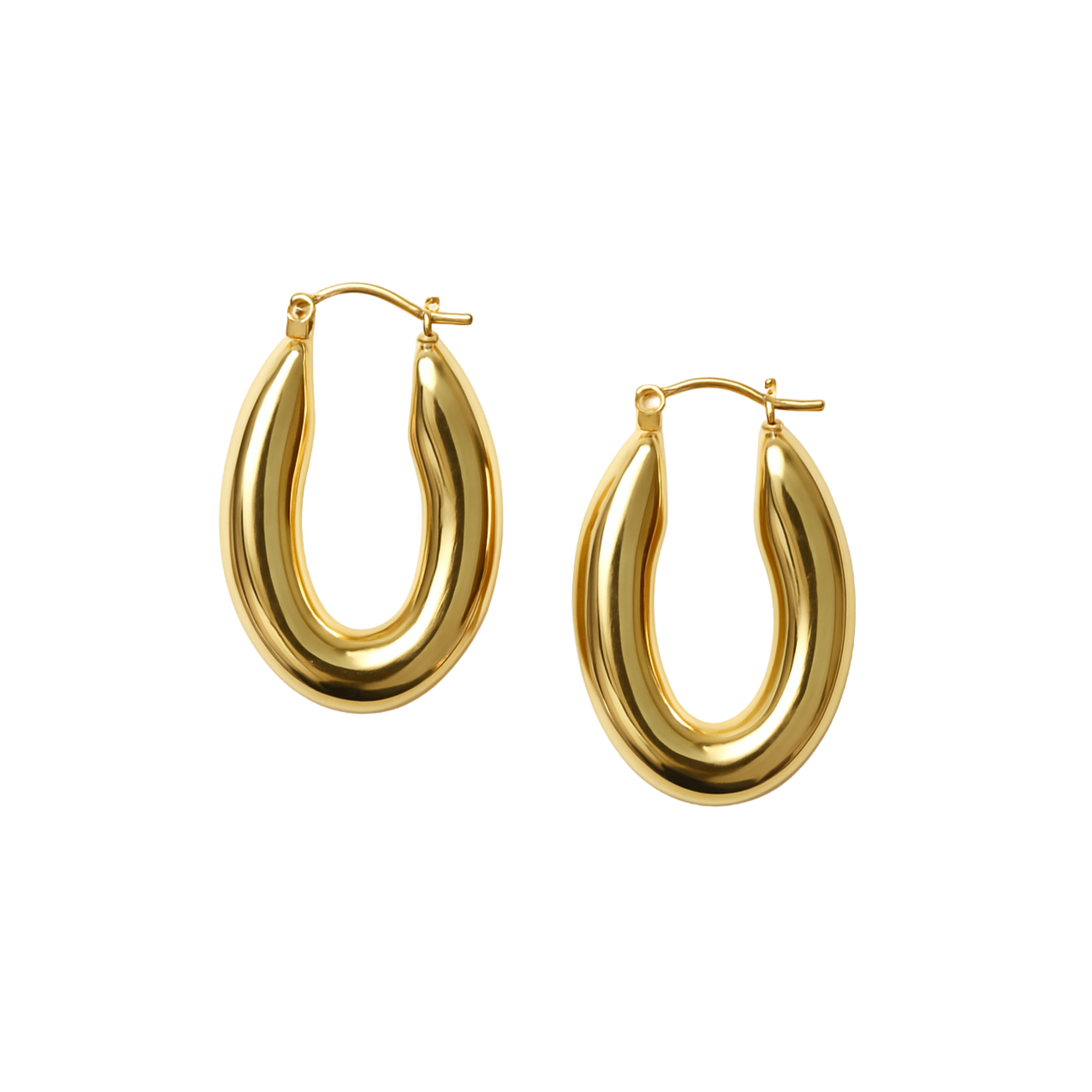 Gold Oval Hoop Earrings