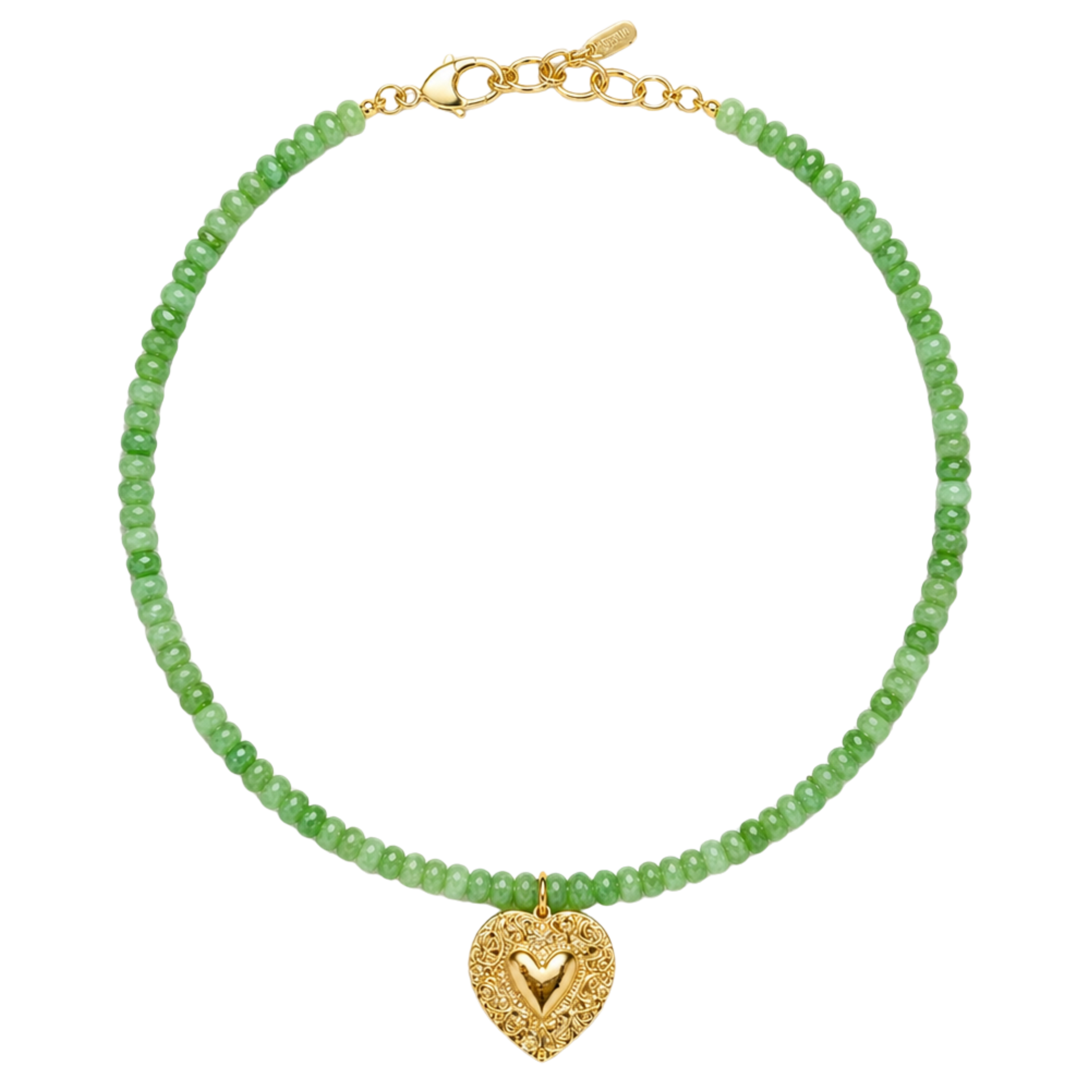Green Beaded Vintage Heart Necklace – LOGAN TAY