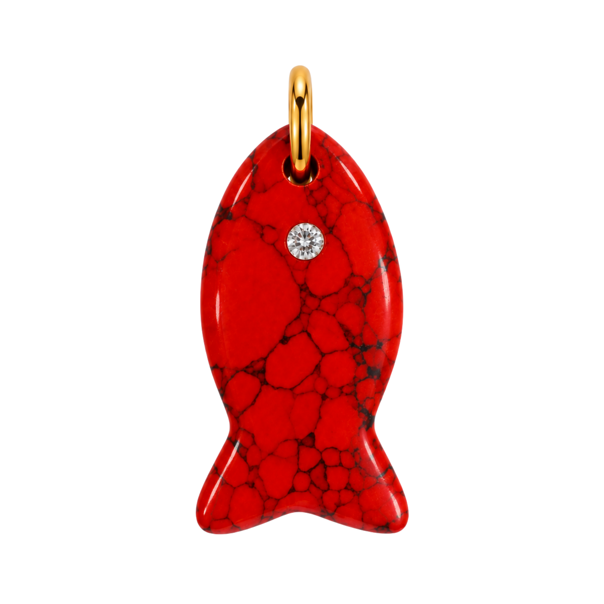 Red Gemstone Fish Charm