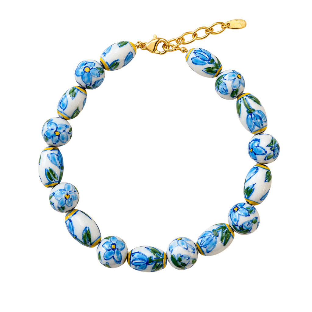 Green Floral Beaded Necklace