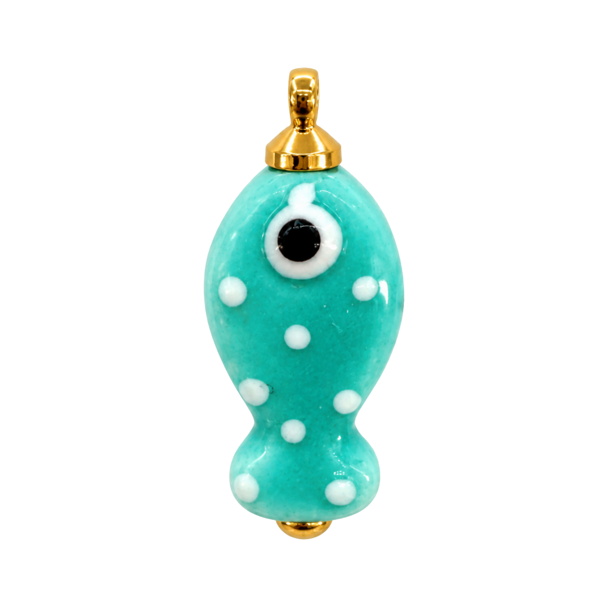 Teal Polka Dot Fish Charm