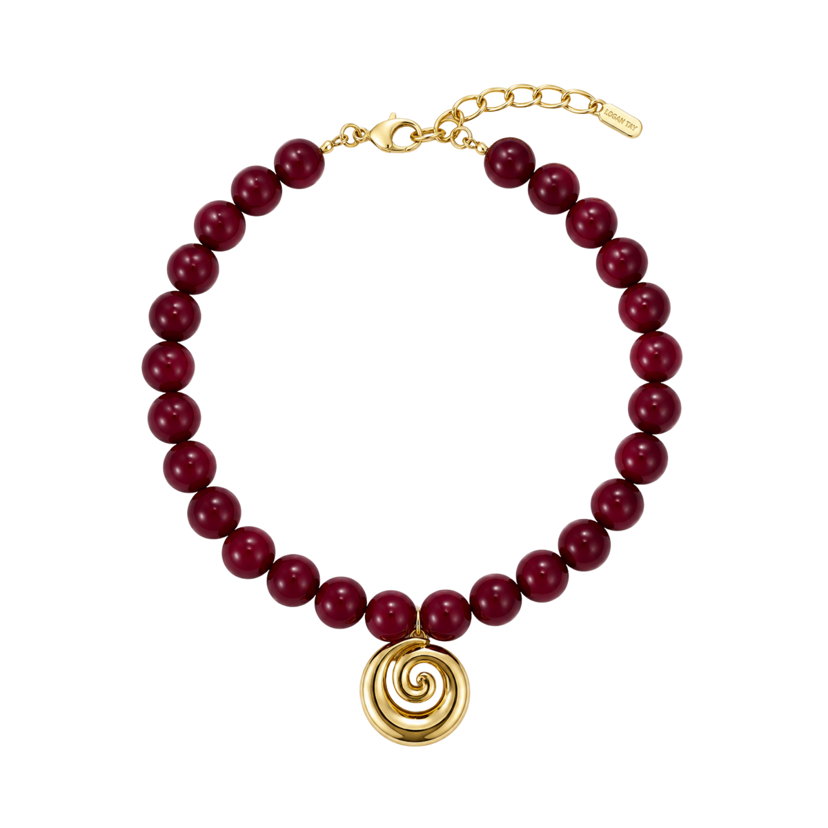 Maroon Beaded Spiral Necklace