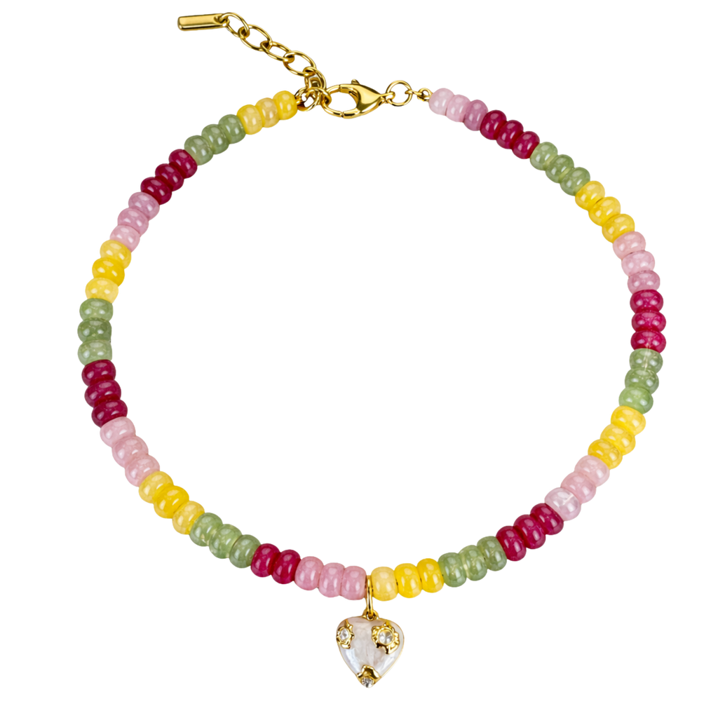 Pastel Beaded Heart Necklace
