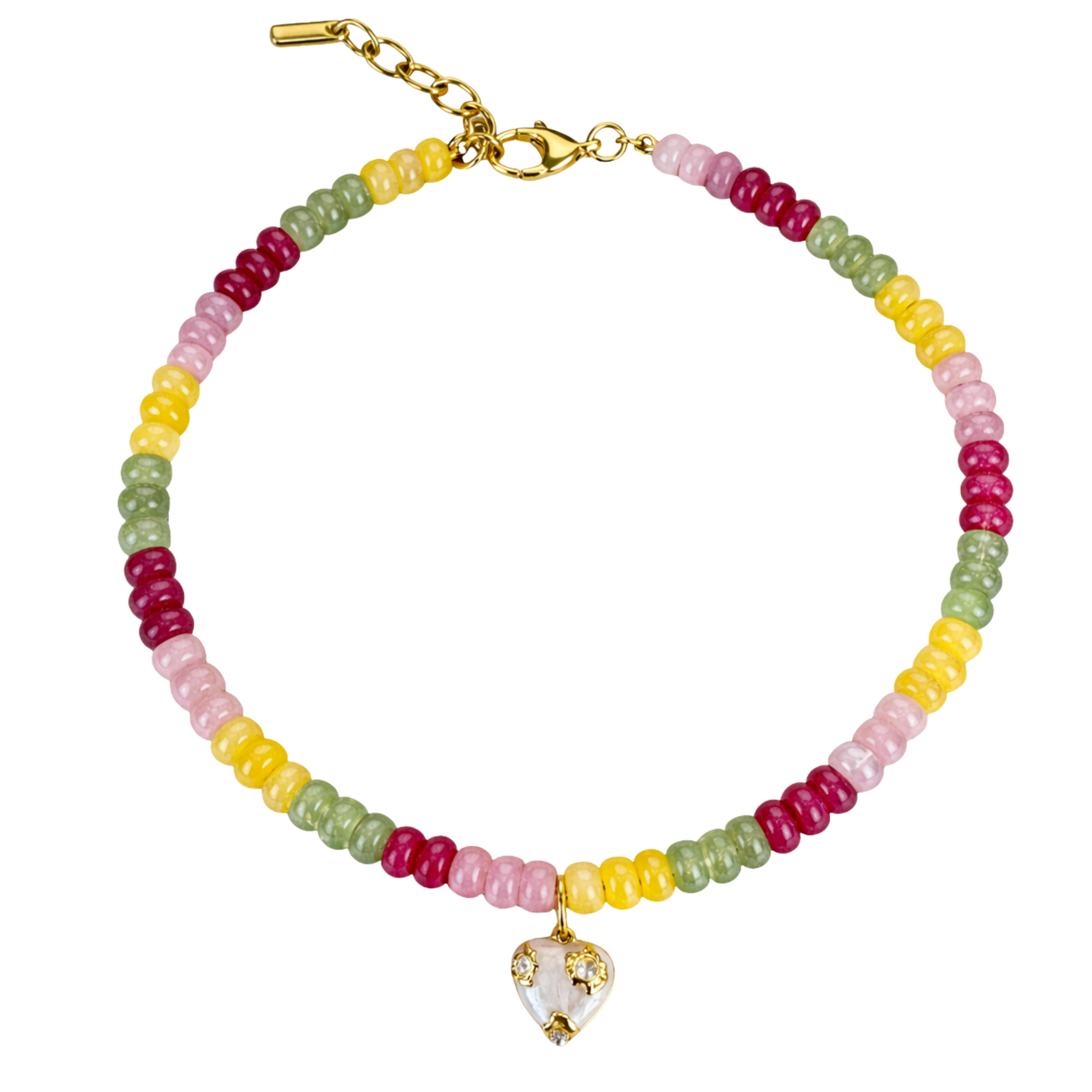 Pastel Beaded Heart Necklace