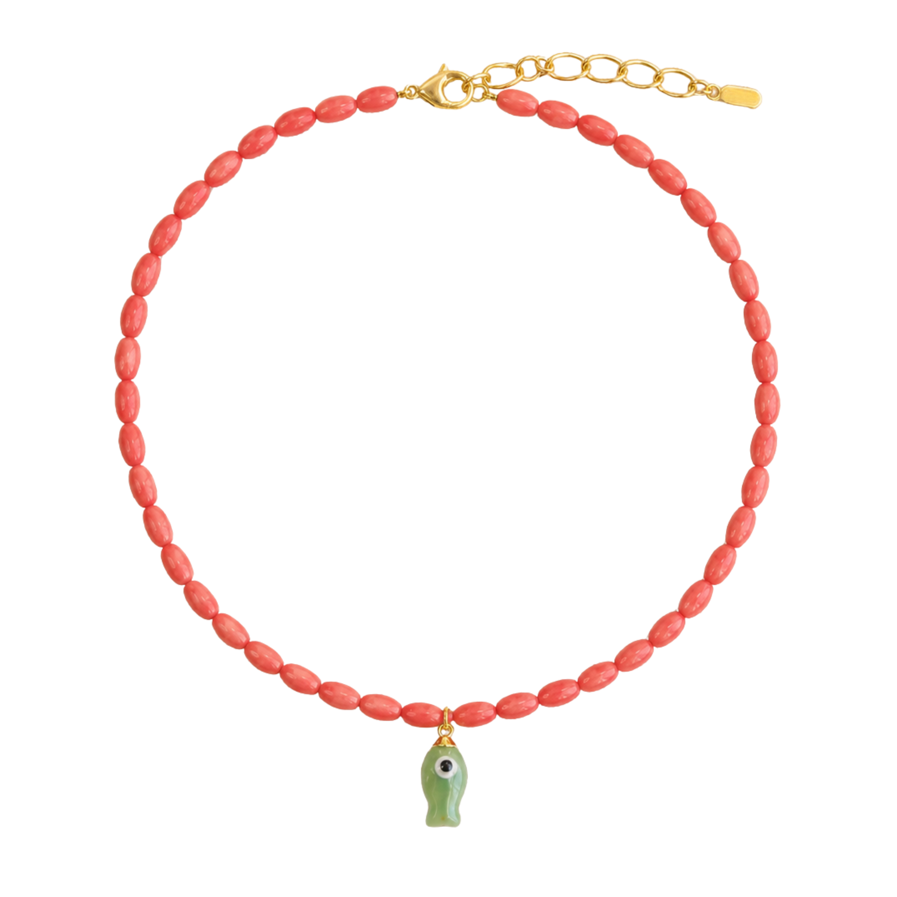 Pink Beaded Fish Necklace