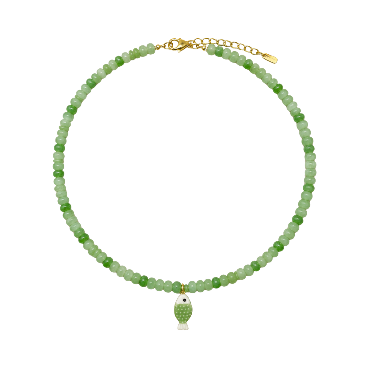 Olive Fish Beaded Necklace