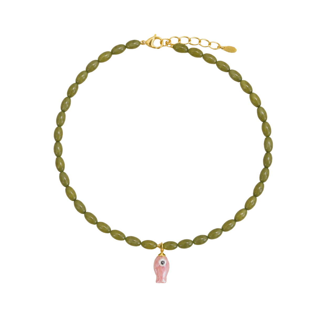 Green Beaded Fish Necklace