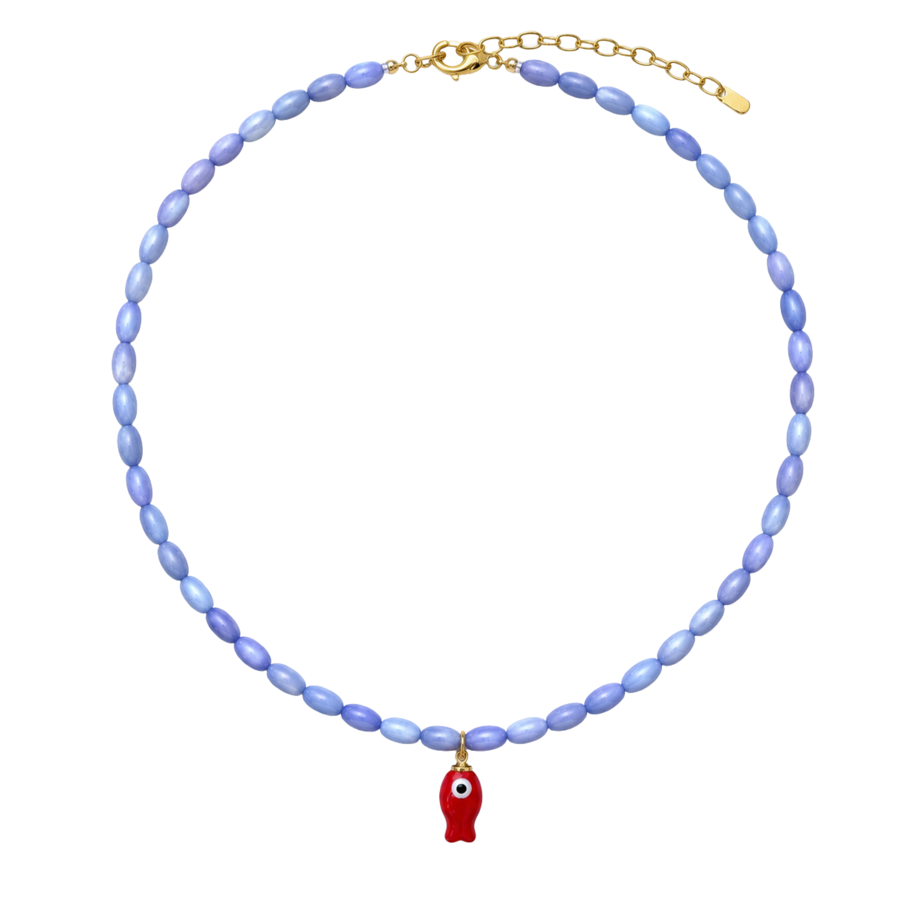 Baby Blue Beaded Fish Necklace