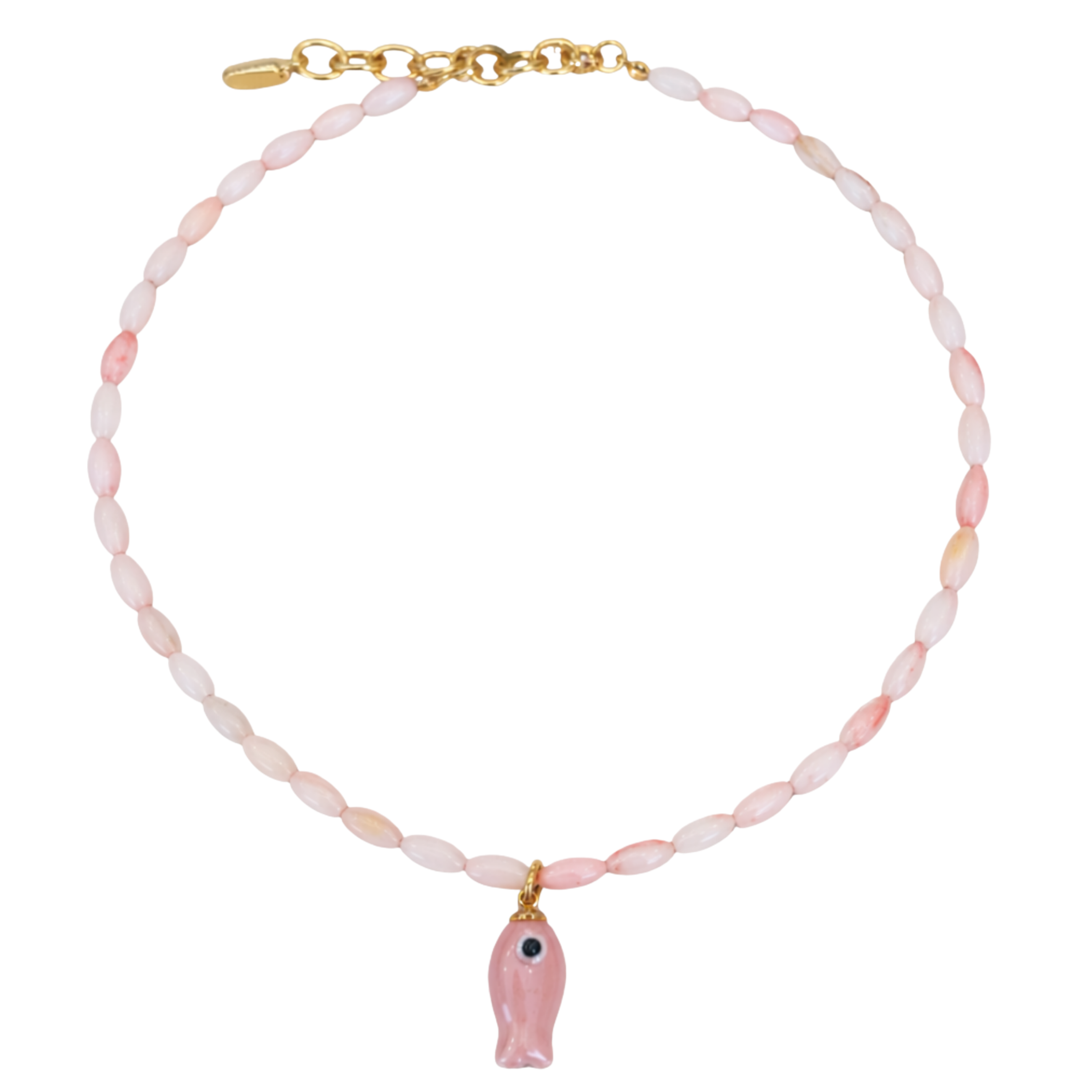 Light Pink Beaded Fish Necklace