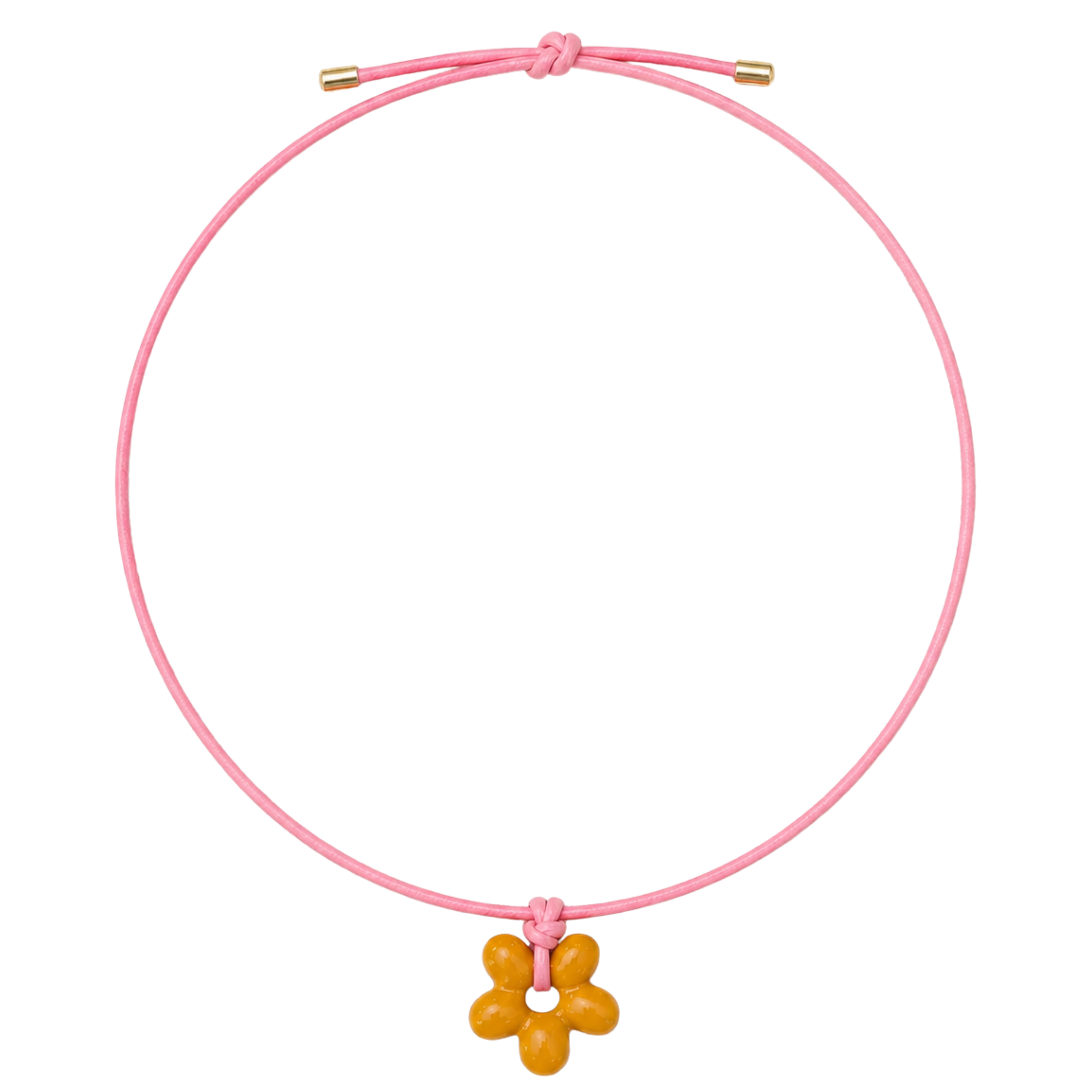 Pink Cord Flower Necklace