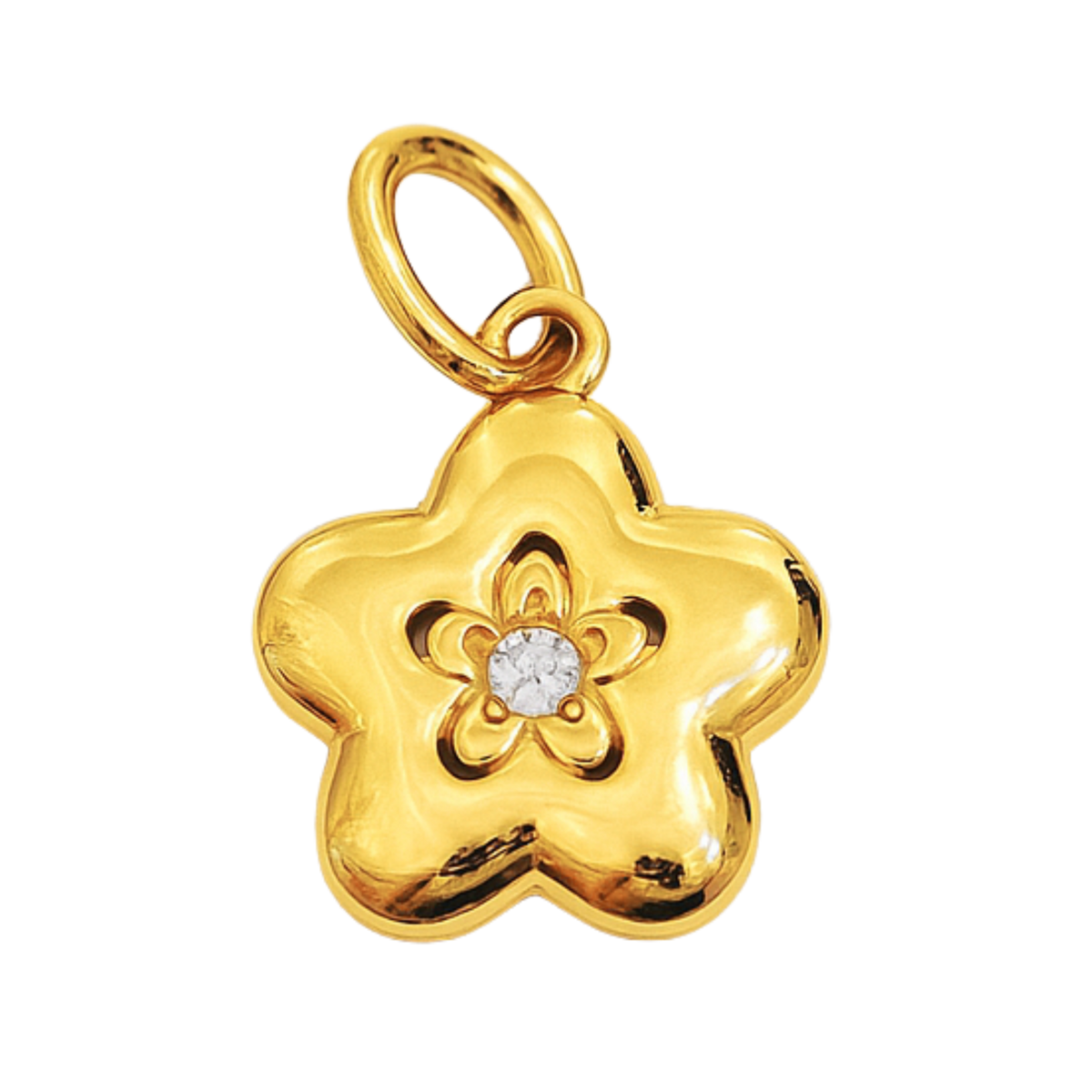 Shiny Gold Flower Locket Charm
