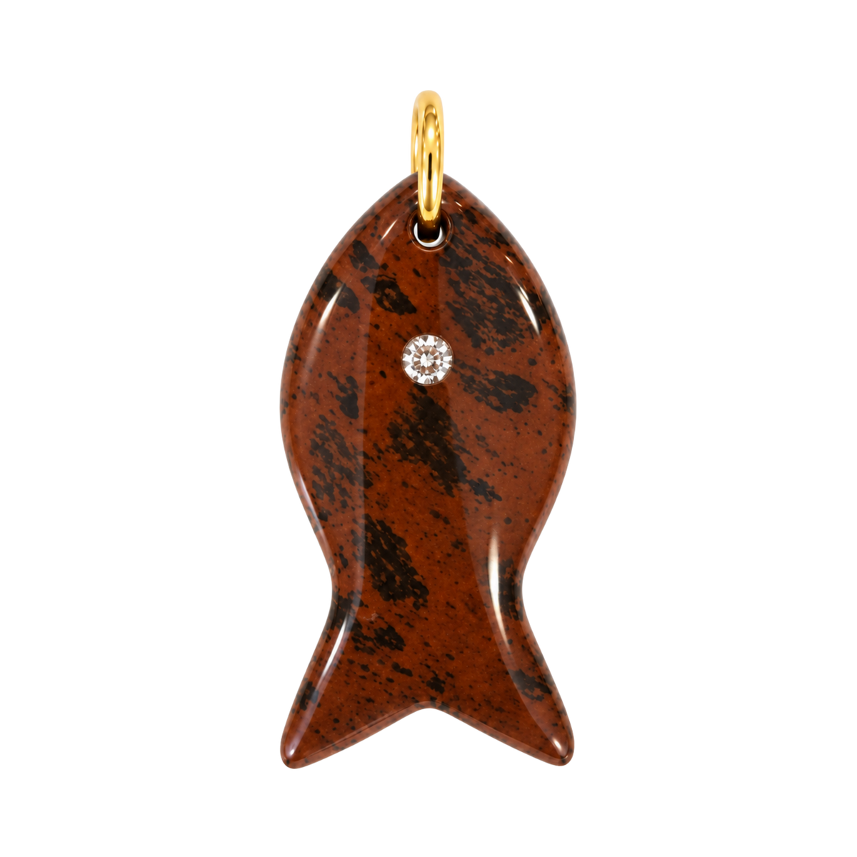 Brown Gemstone Fish Charm