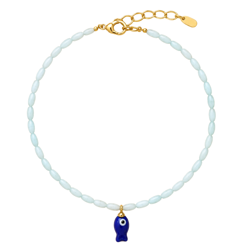Sea Blue Beaded Fish Necklace