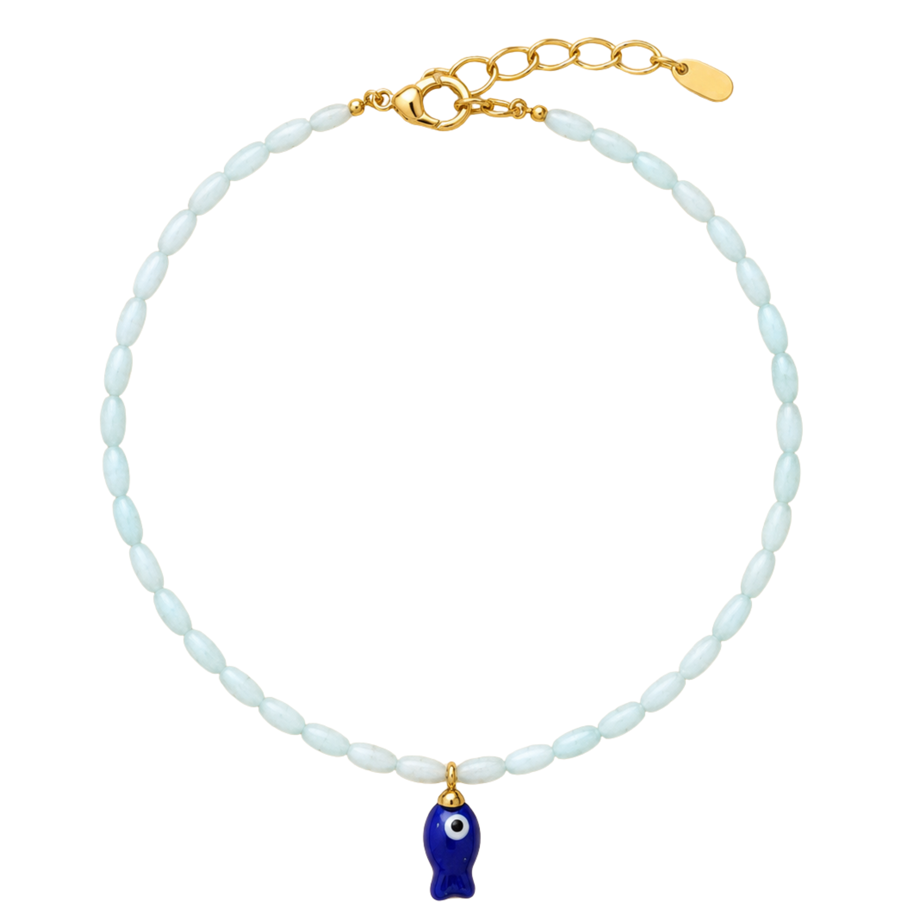 Sea Blue Beaded Fish Necklace