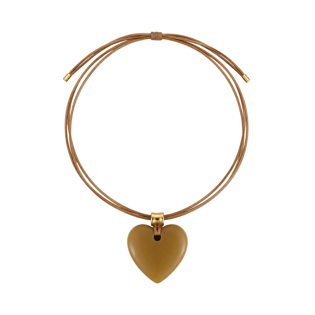 Brown Heart Cord Necklace