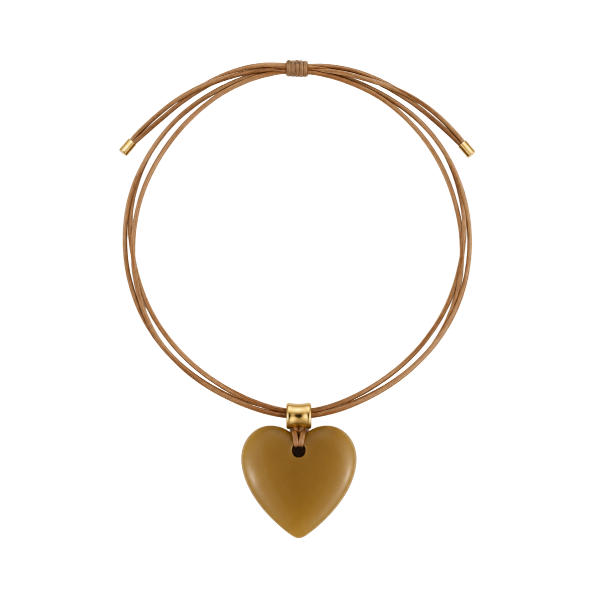 Brown Heart Cord Necklace