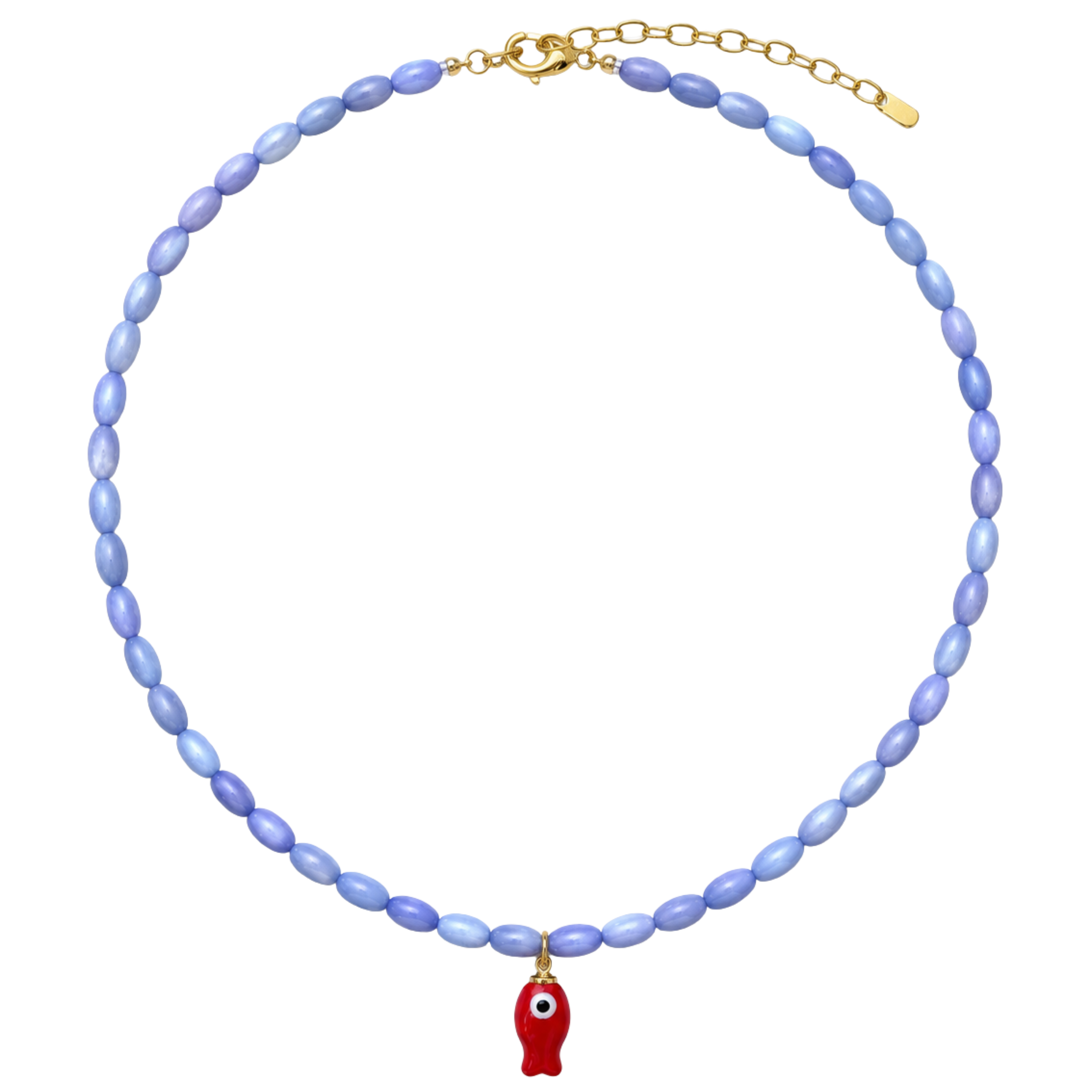 Baby Blue Beaded Fish Necklace