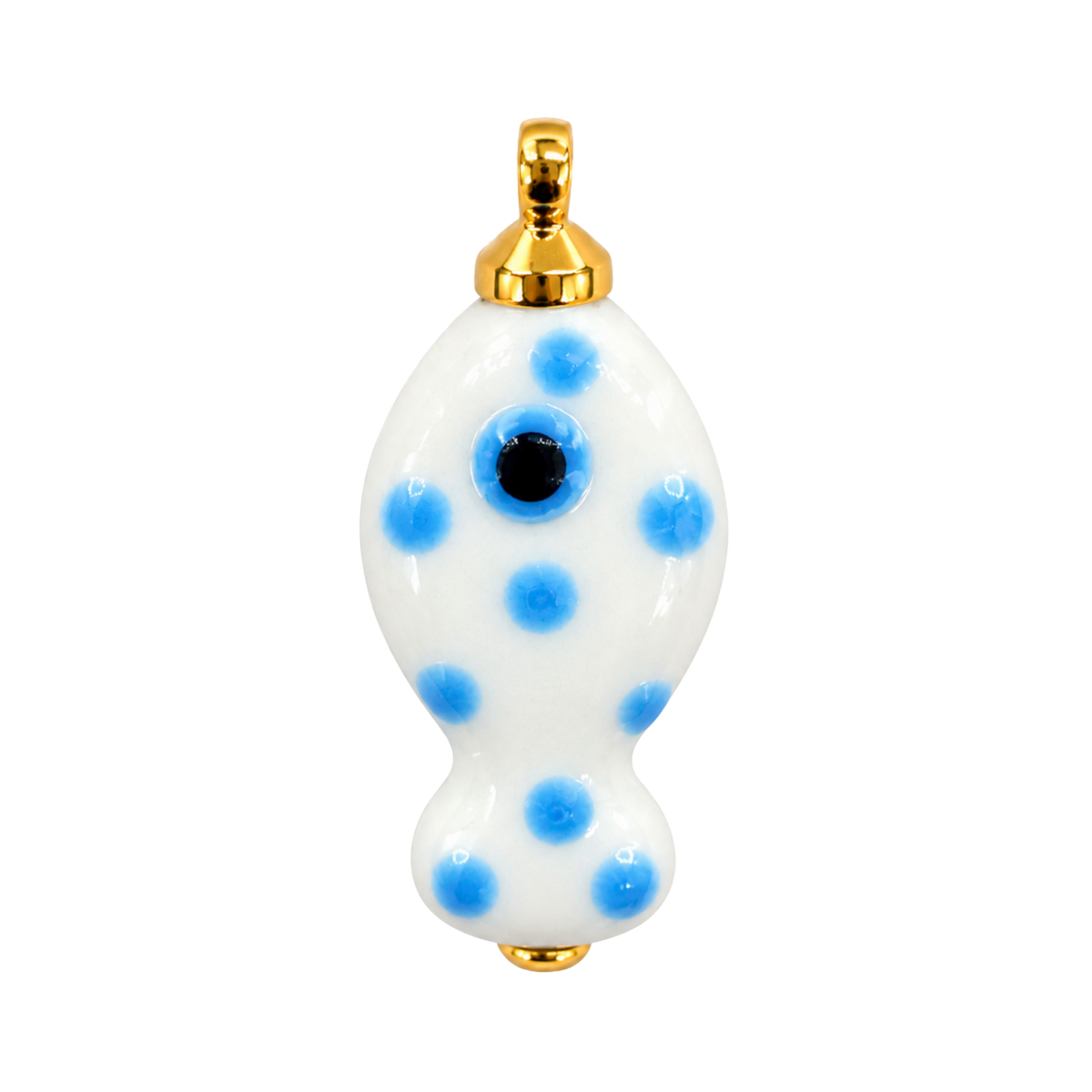 White & Baby Blue Polka Dot Fish Charm