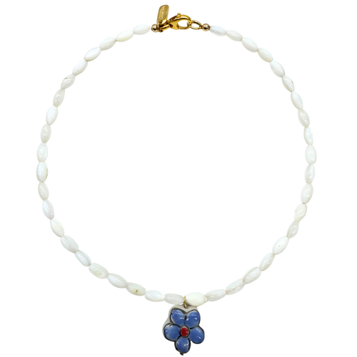 White Beaded Purple Flower Necklace – LOGAN TAY