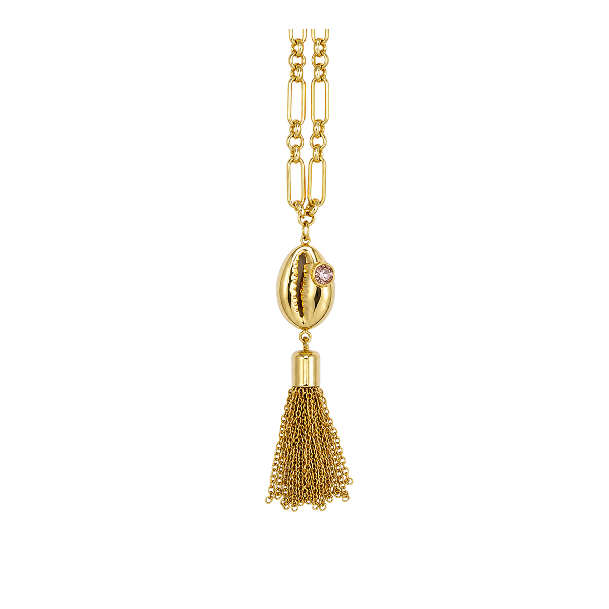 Gold Shell Tassel Necklace