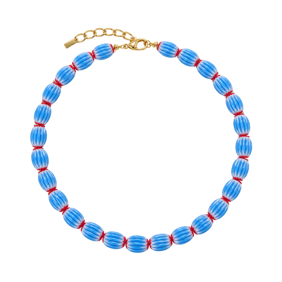 Blue Chevron Beaded Necklace