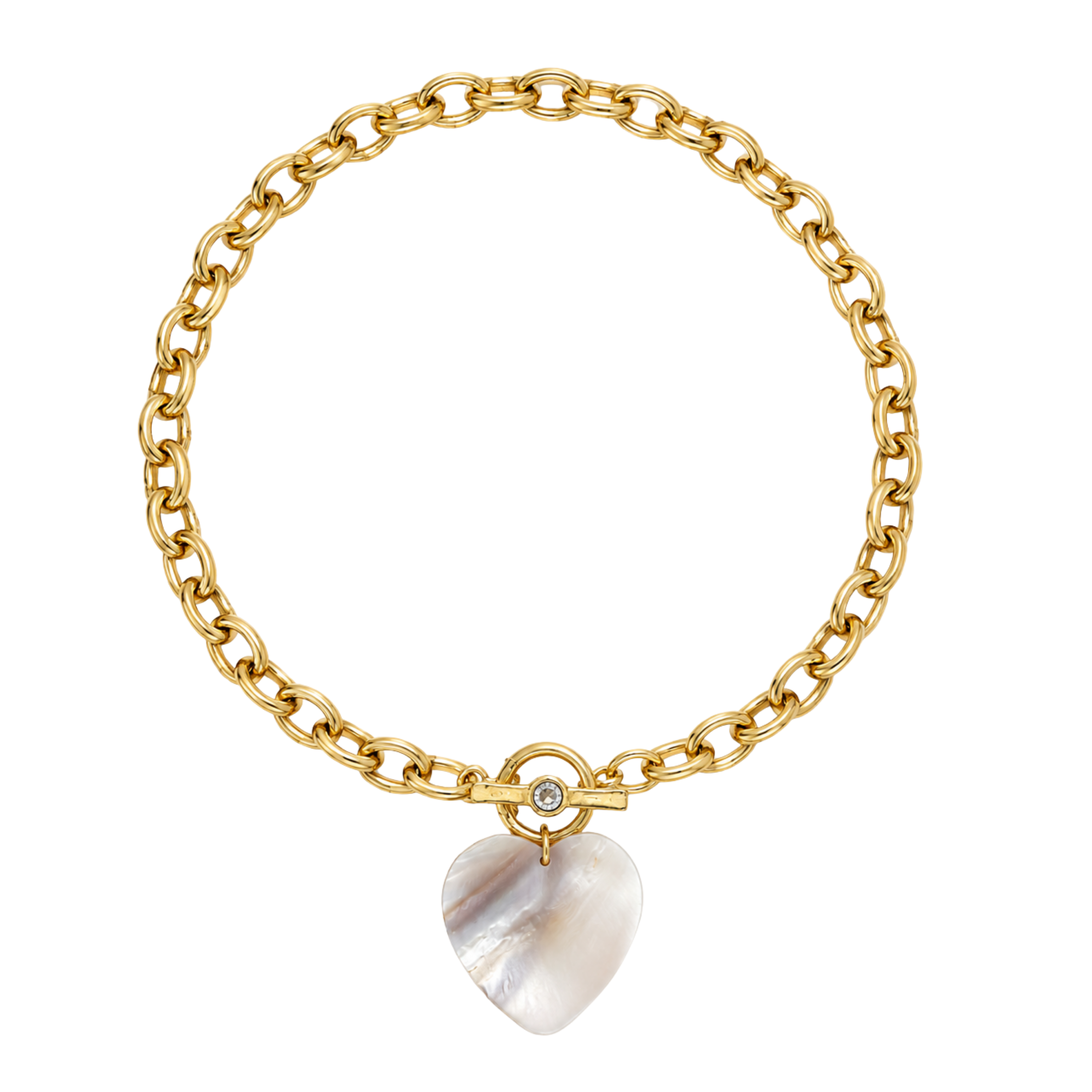 Mother of Pearl Heart Toggle Necklace