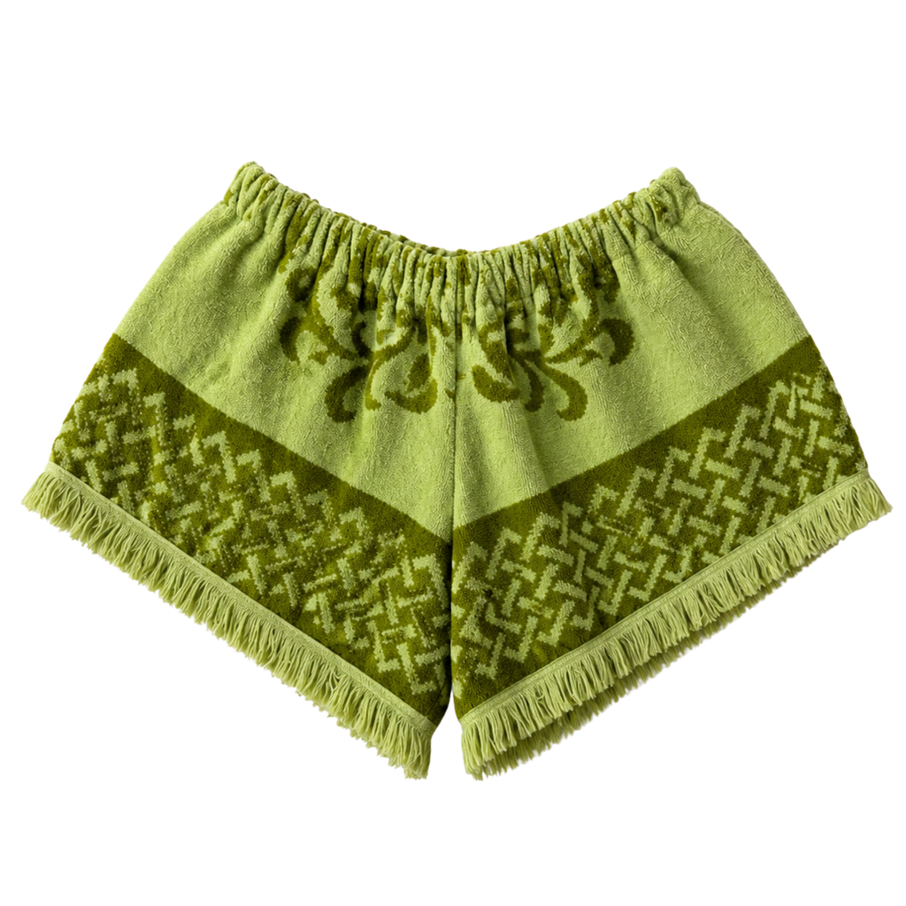 Olive Break Fringe Shorts