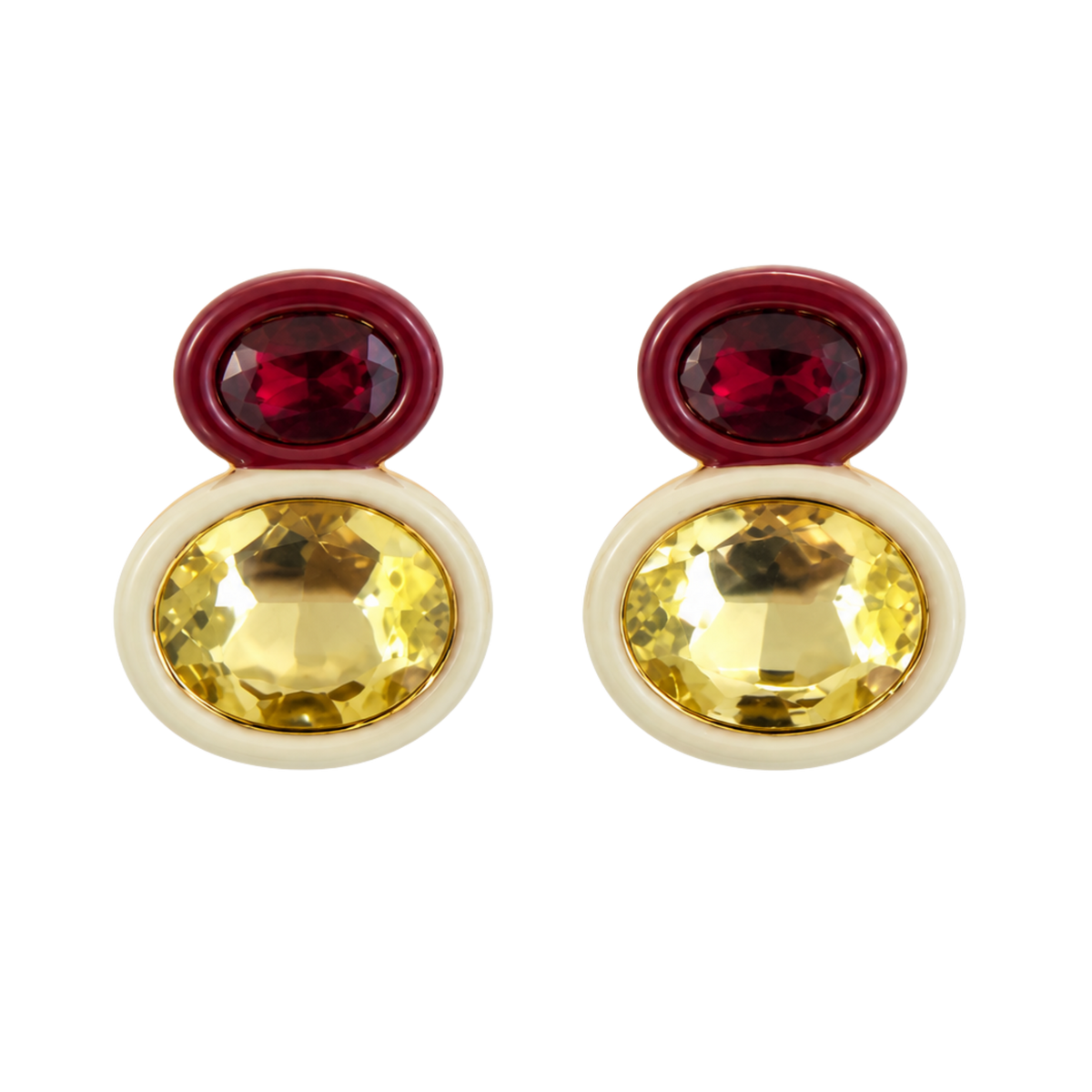 Reilly the Label x Logan Tay Yellow and Ruby Bezel Earrings