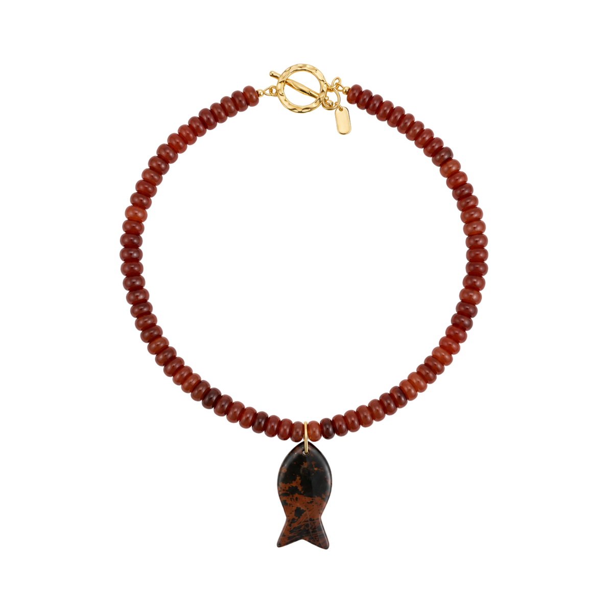Brown Gemstone Beaded Fish Necklace