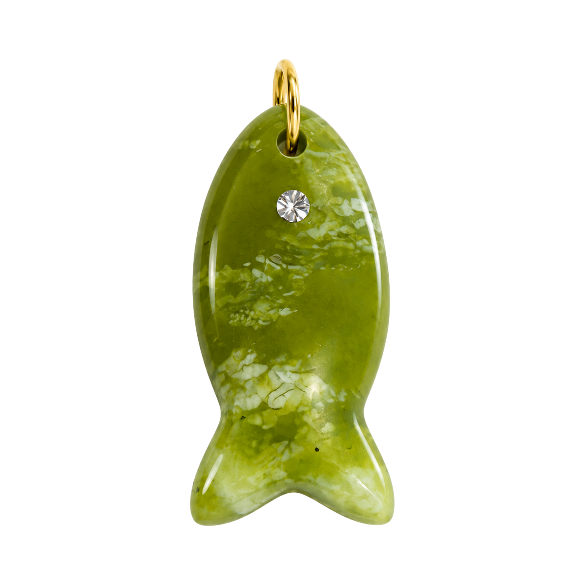 Green Gemstone Fish Charm
