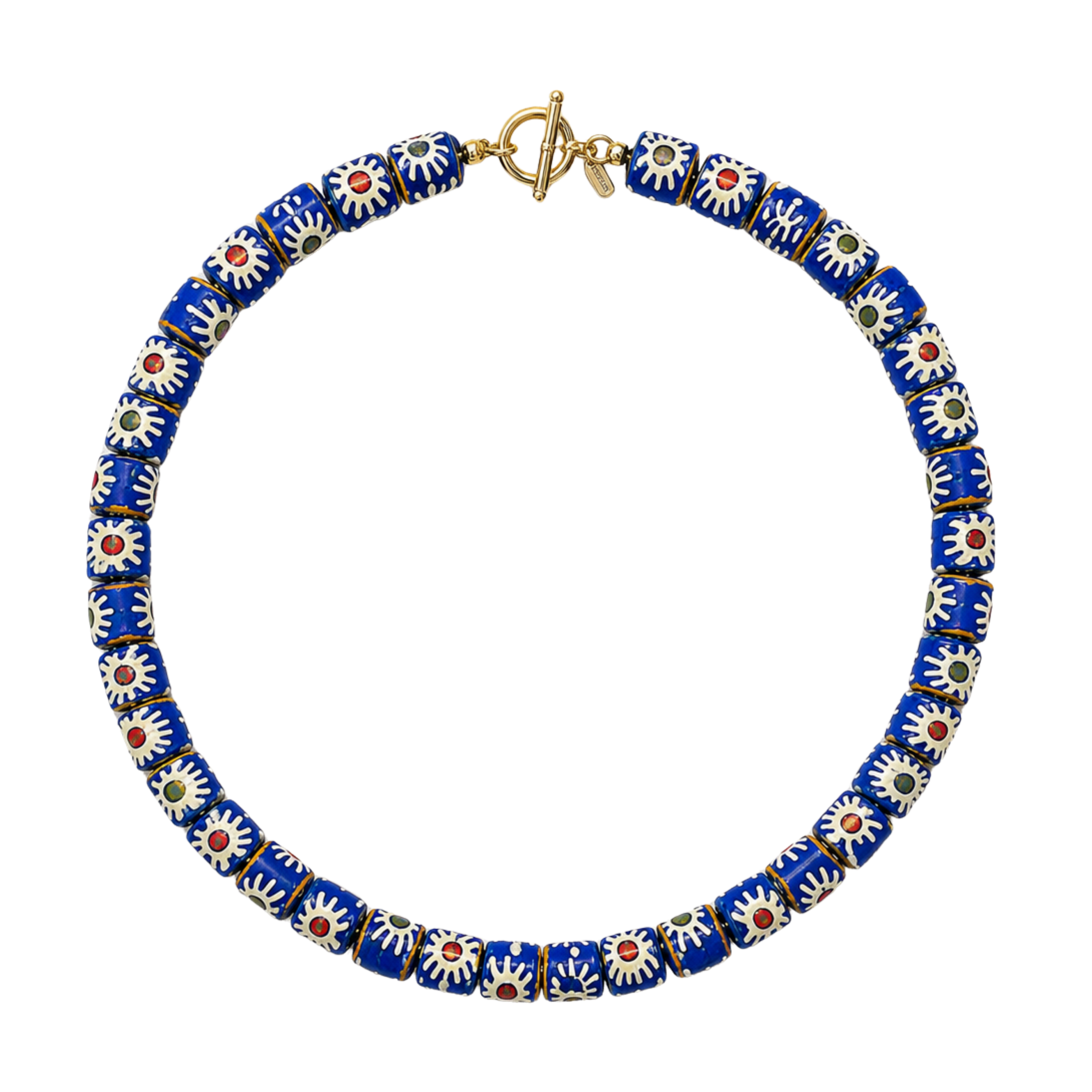 Blue Floral Beaded Necklace