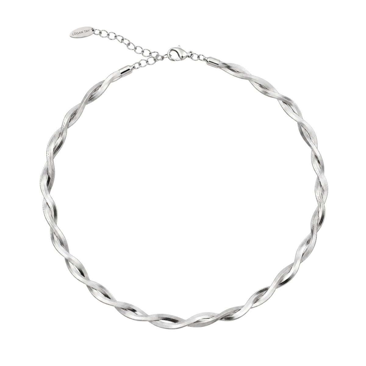 Braided Herringbone Necklace – Silver