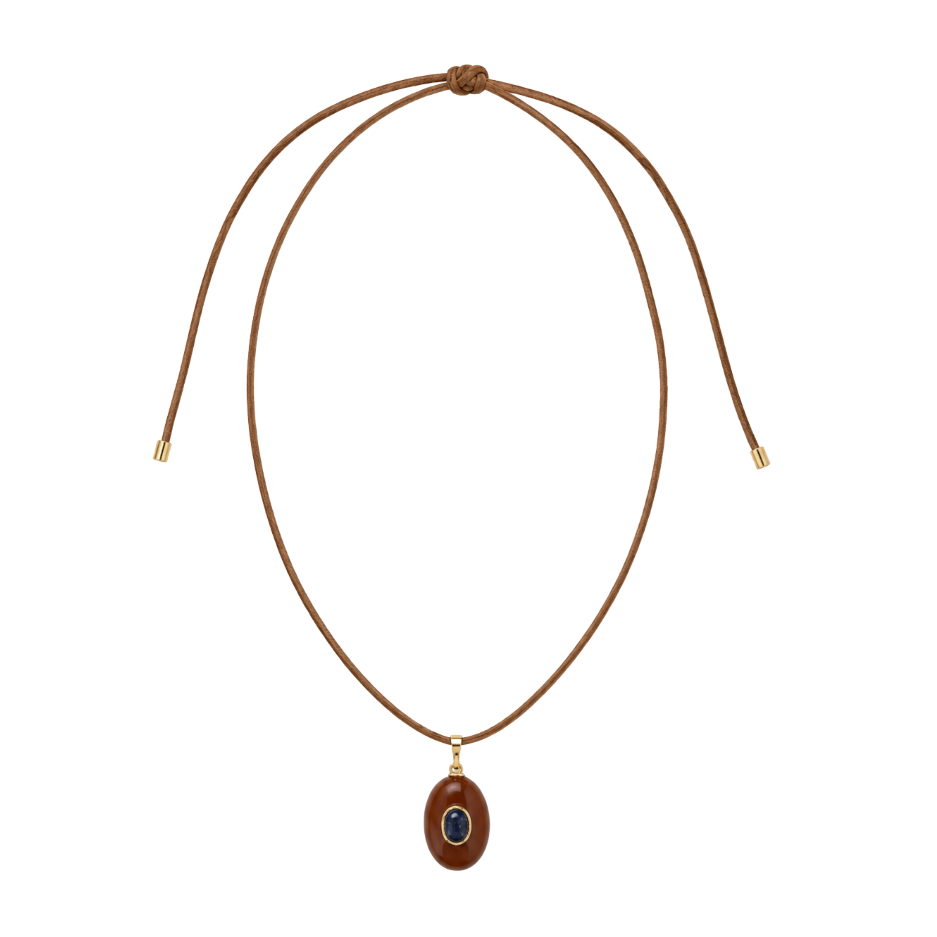 Suede Cord Brown Stone Necklace