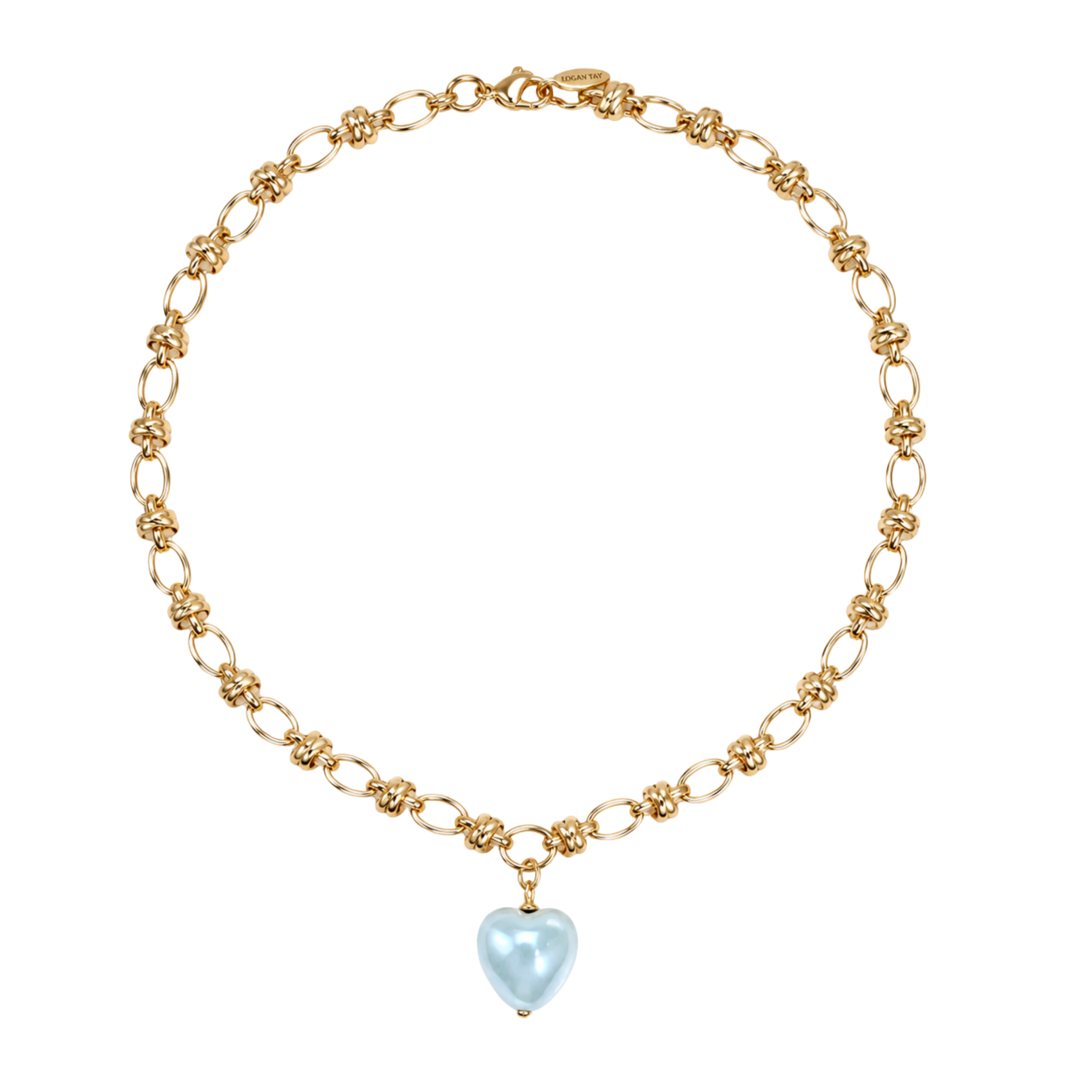 Blue Heart Pendant Knot Necklace