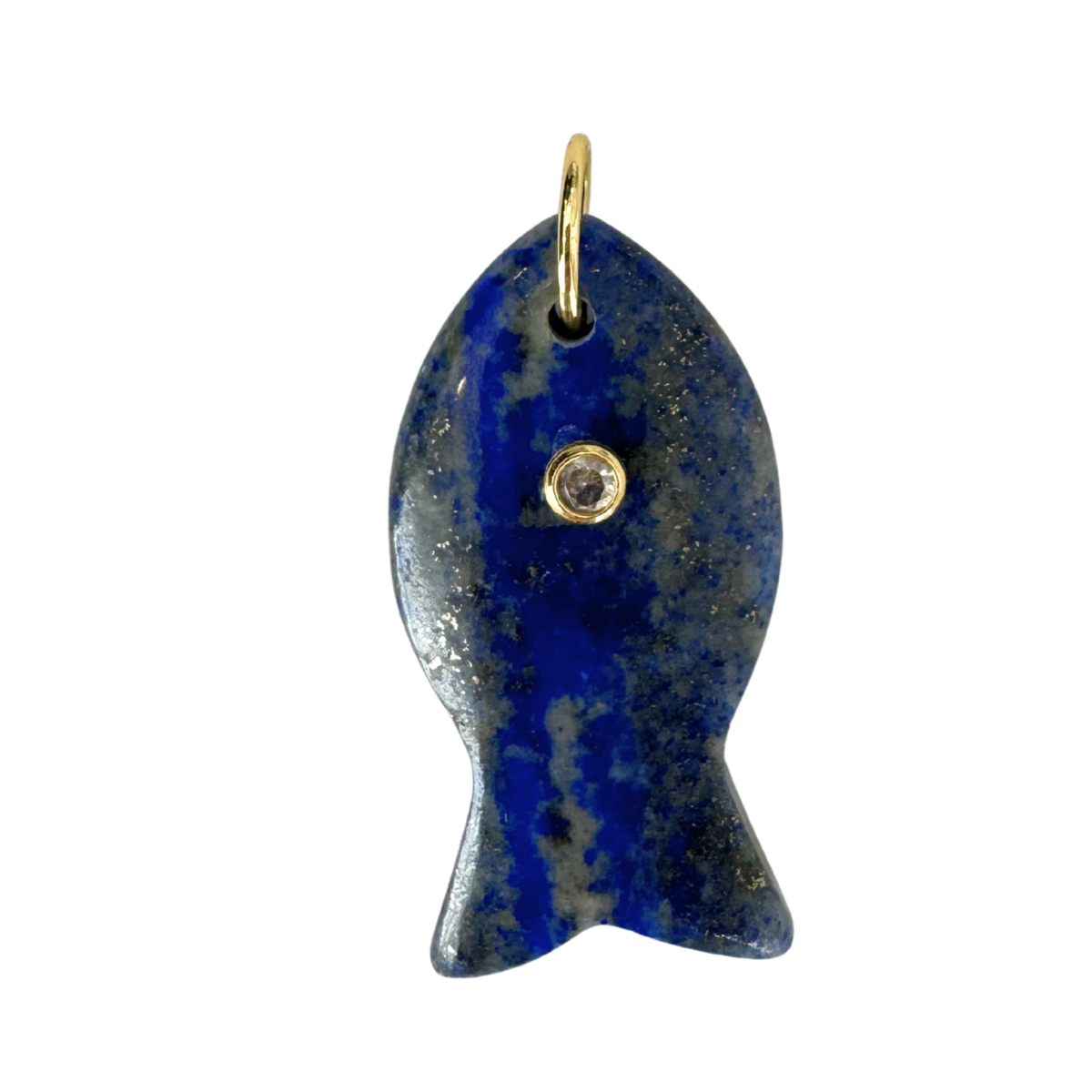 Large Blue Stone Fish Charm