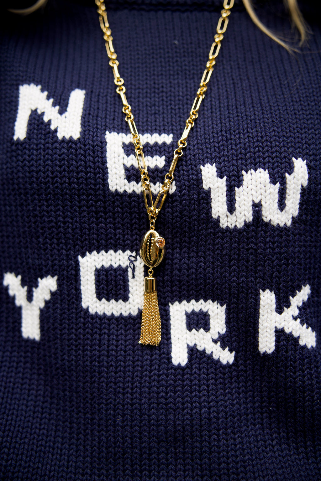 Gold Shell Tassel Necklace
