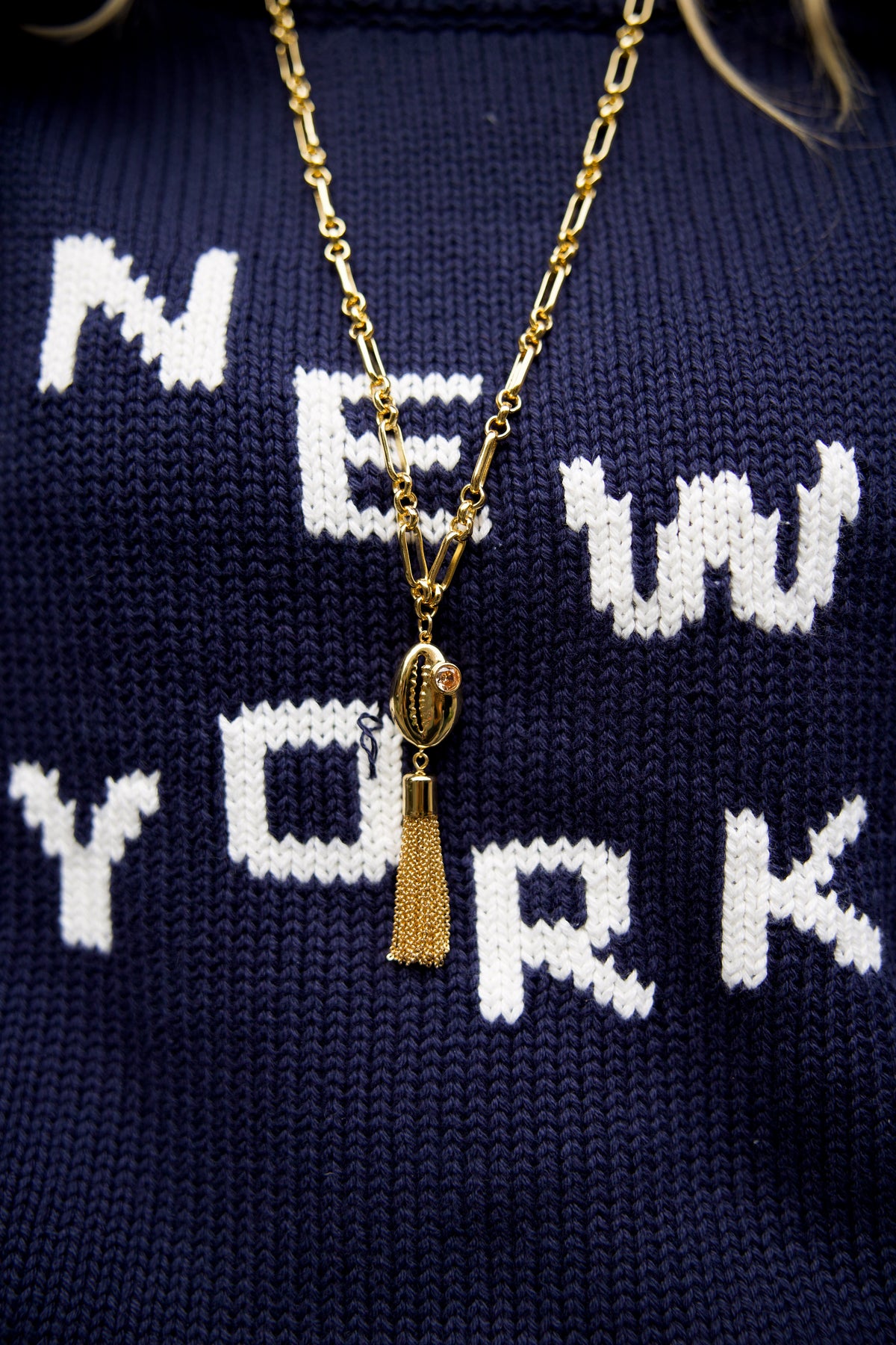 Gold Shell Tassel Necklace