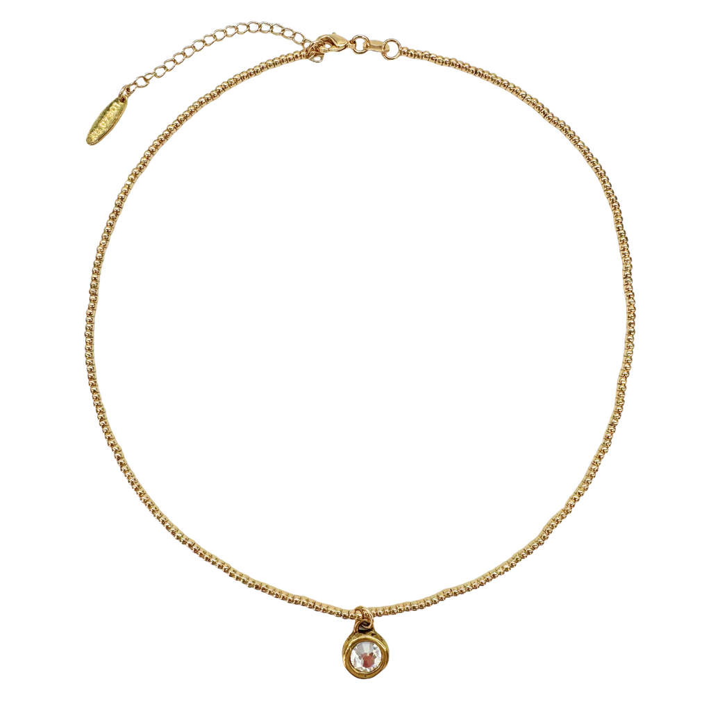 Rhinestone Bezel Beaded Necklace