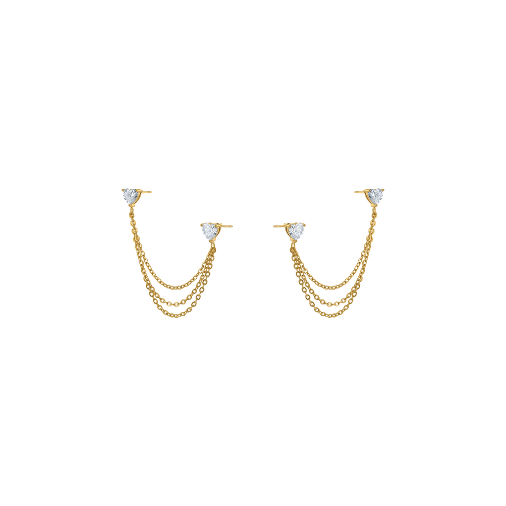 Heart Chain Dangle Earrings