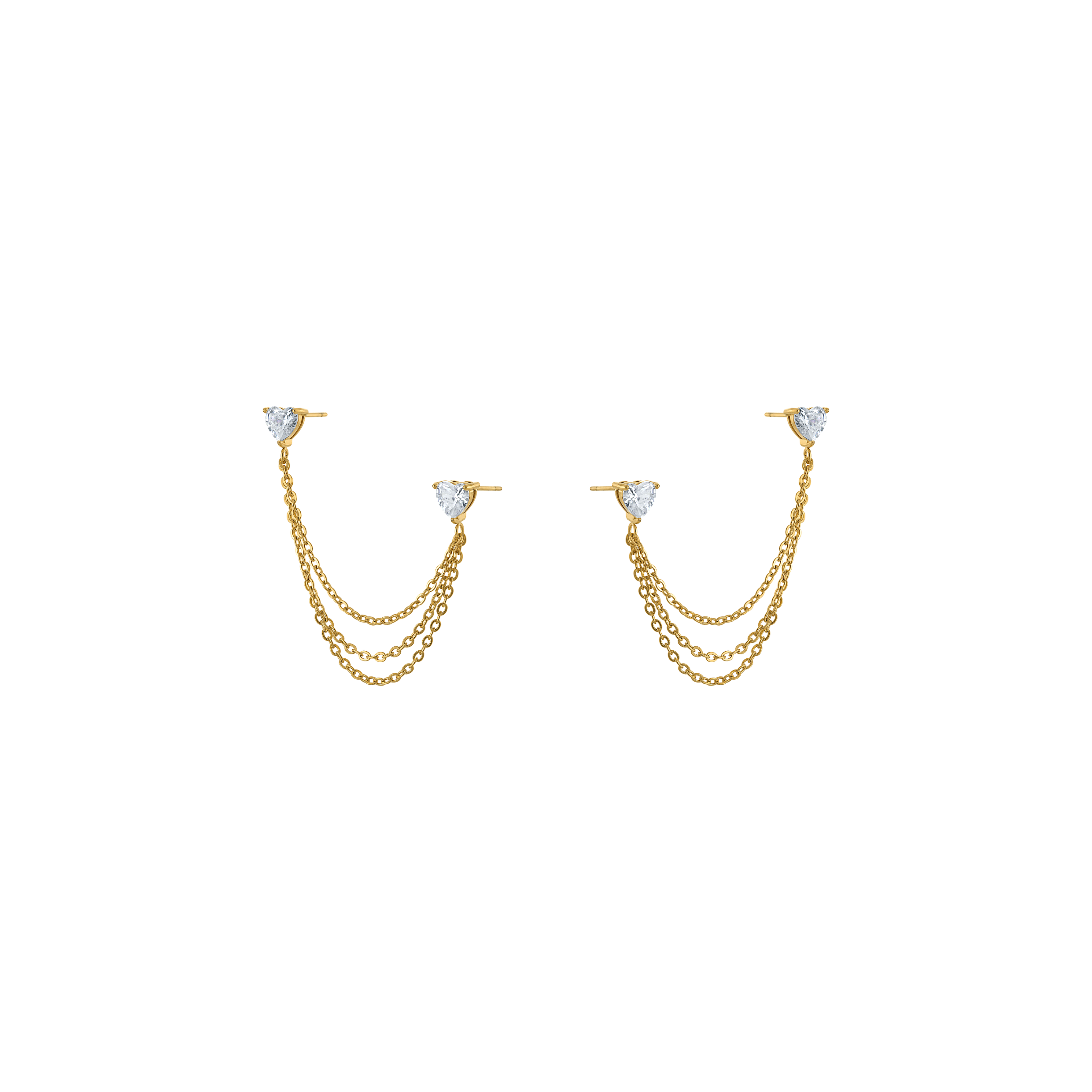 Heart Chain Dangle Earrings