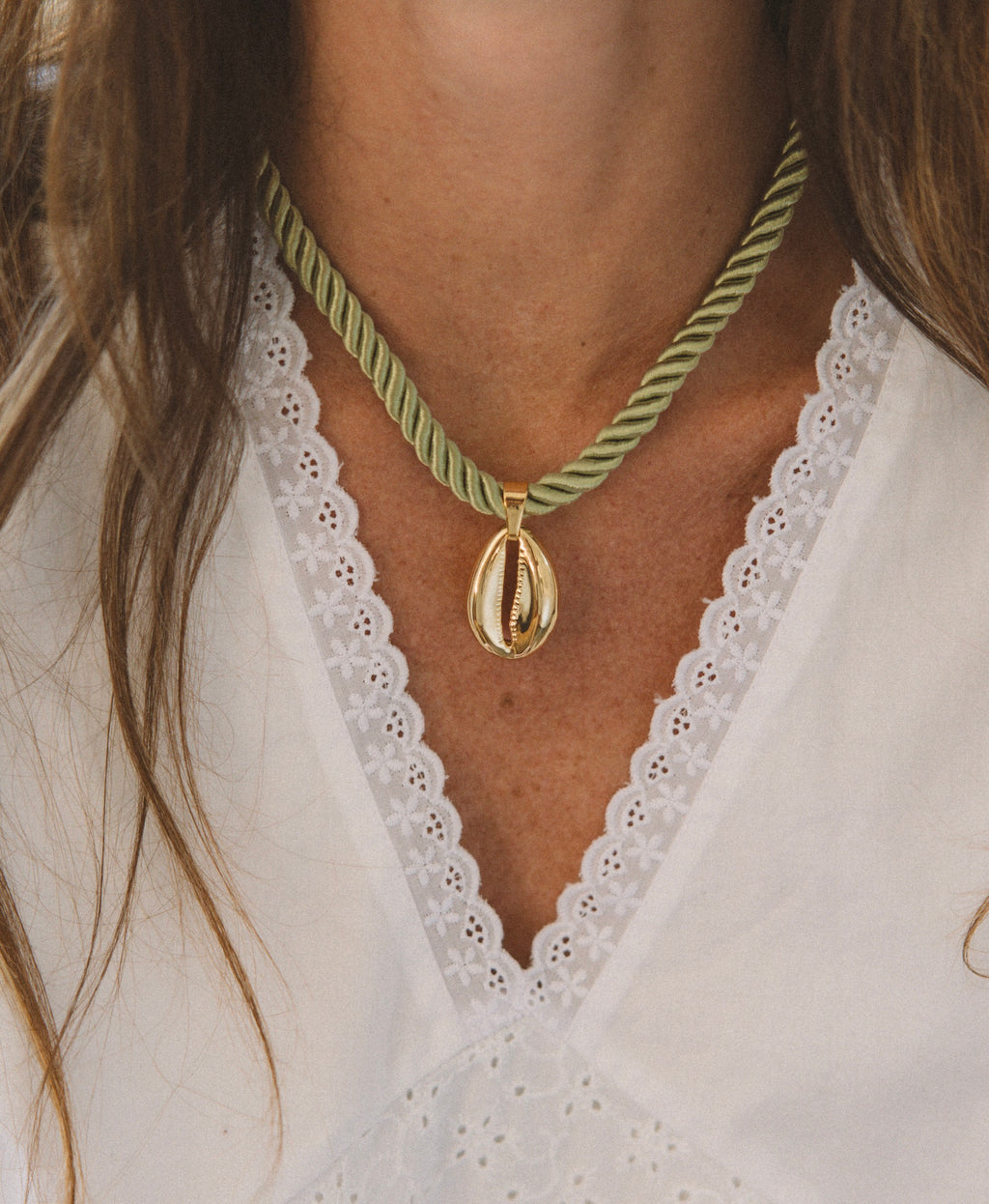 Sage Rope Cowrie Necklace