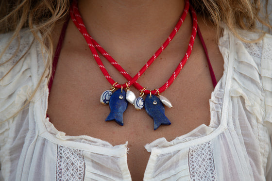 Red Paracord Fish Necklace
